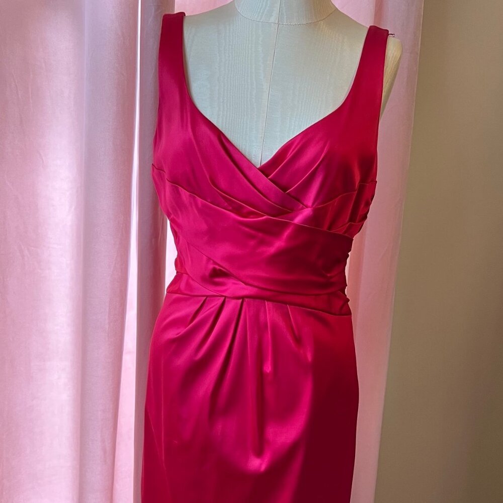 Jones New York Glam satin hot pink wiggle cocktail dress ~ Sz 12